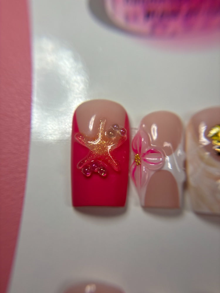 summer ocean press on nails