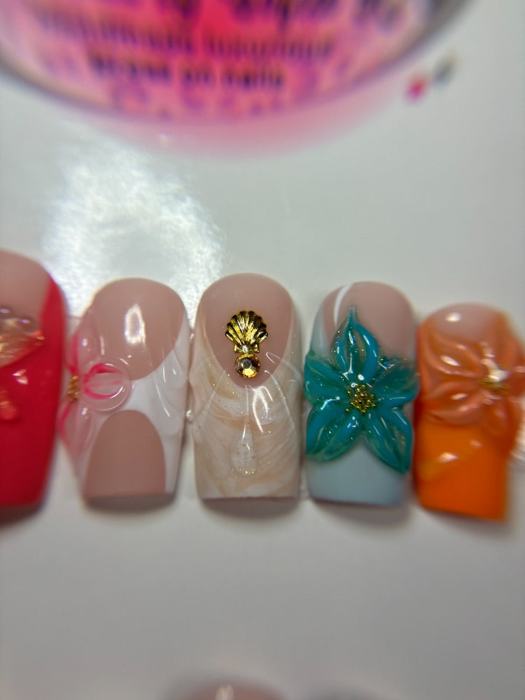 summer ocean press on nails