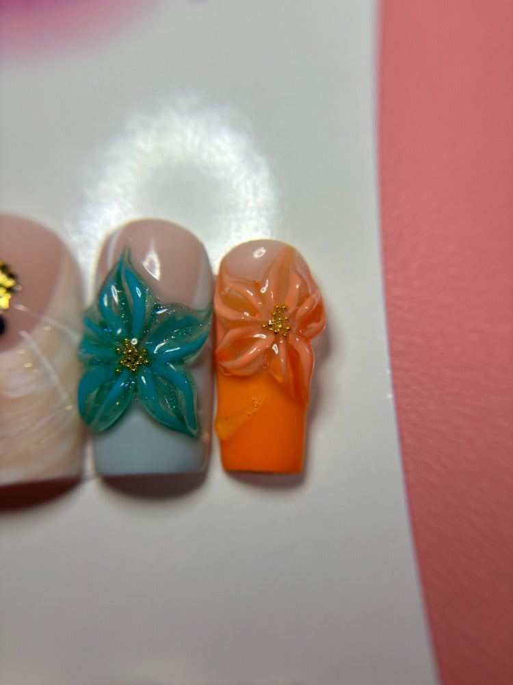 summer ocean press on nails