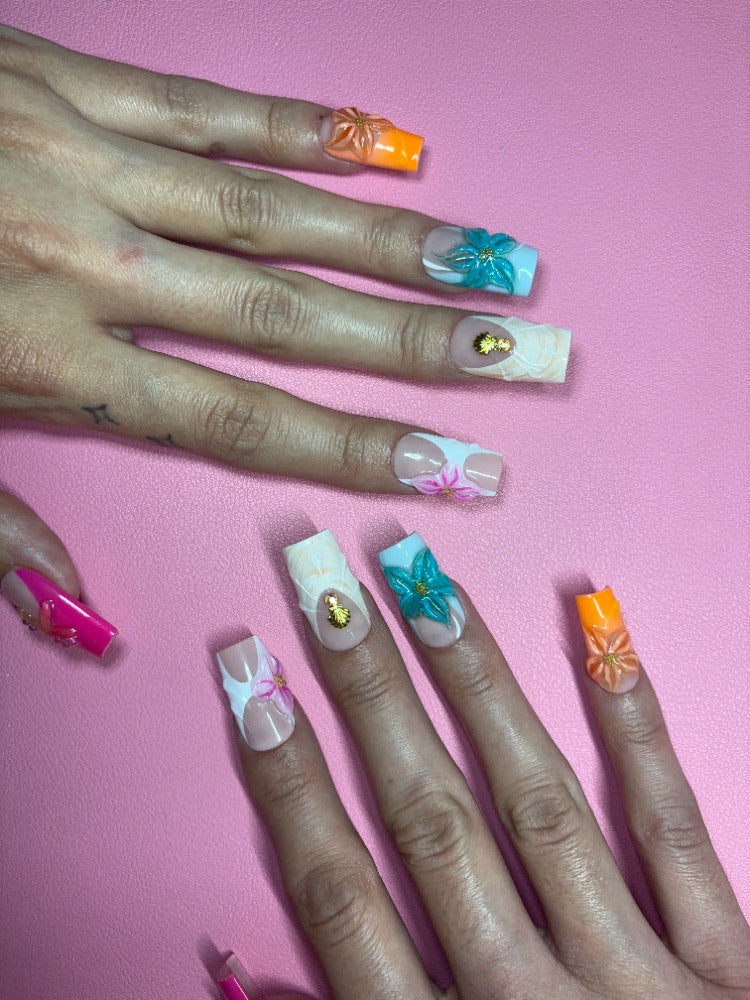 summer ocean press on nails