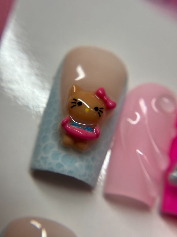 summer hello kitty press on nails