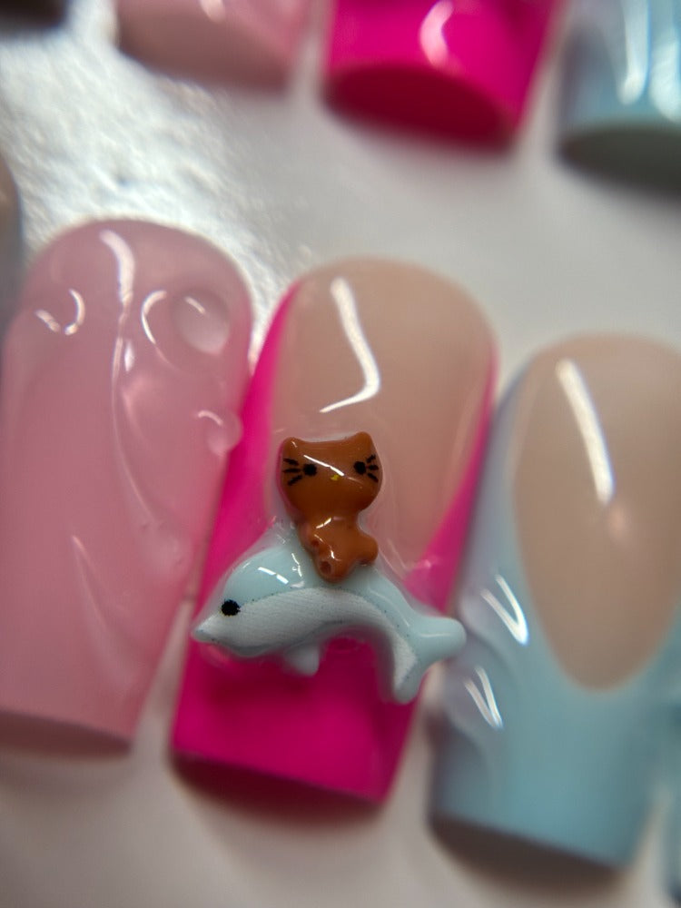 summer hello kitty press on nails