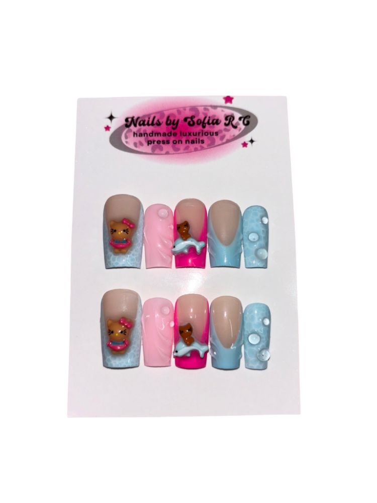 summer hello kitty press on nails